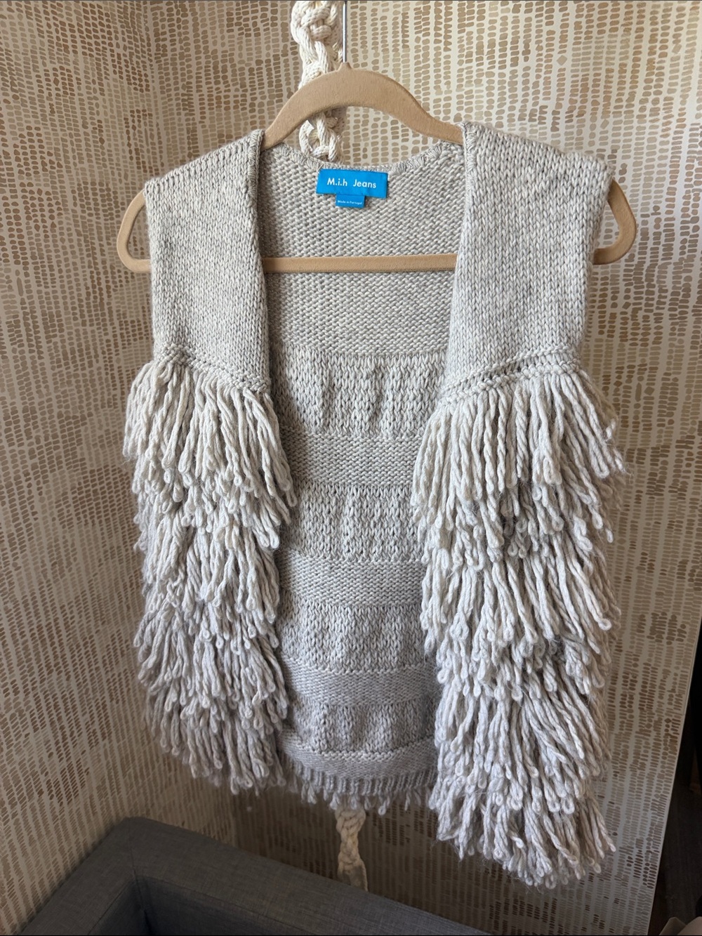 M.i.h. Jeans Women's Cream Fringe Knit Cardigan Vest